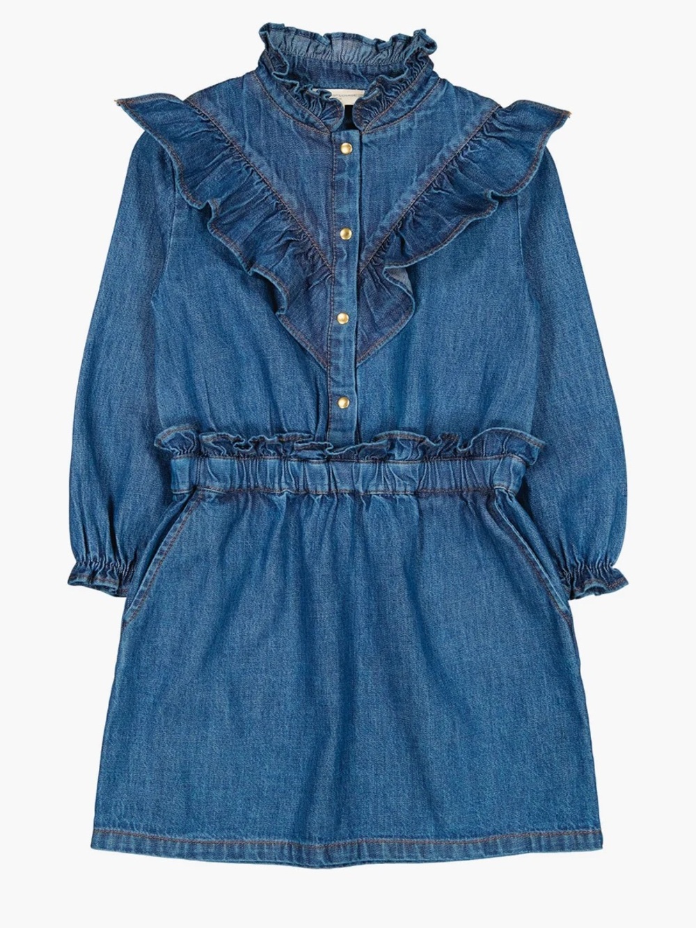 Louis Louise Folk denim long sleeve dress